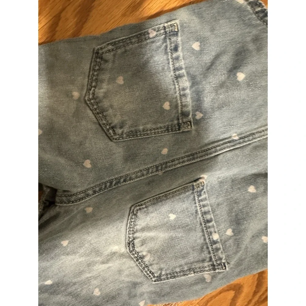 Oshkosh B'Gosh Denim Overalls with Pink Hearts Baby Girl 12 Months